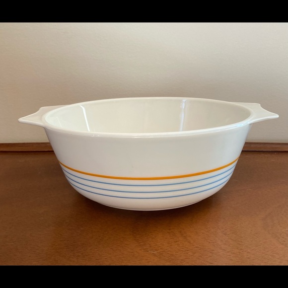 80s Zoom Series Pyrex from England in Blue and Orange Stripes, 2L capacity, JAJ - Picture 5 of 8